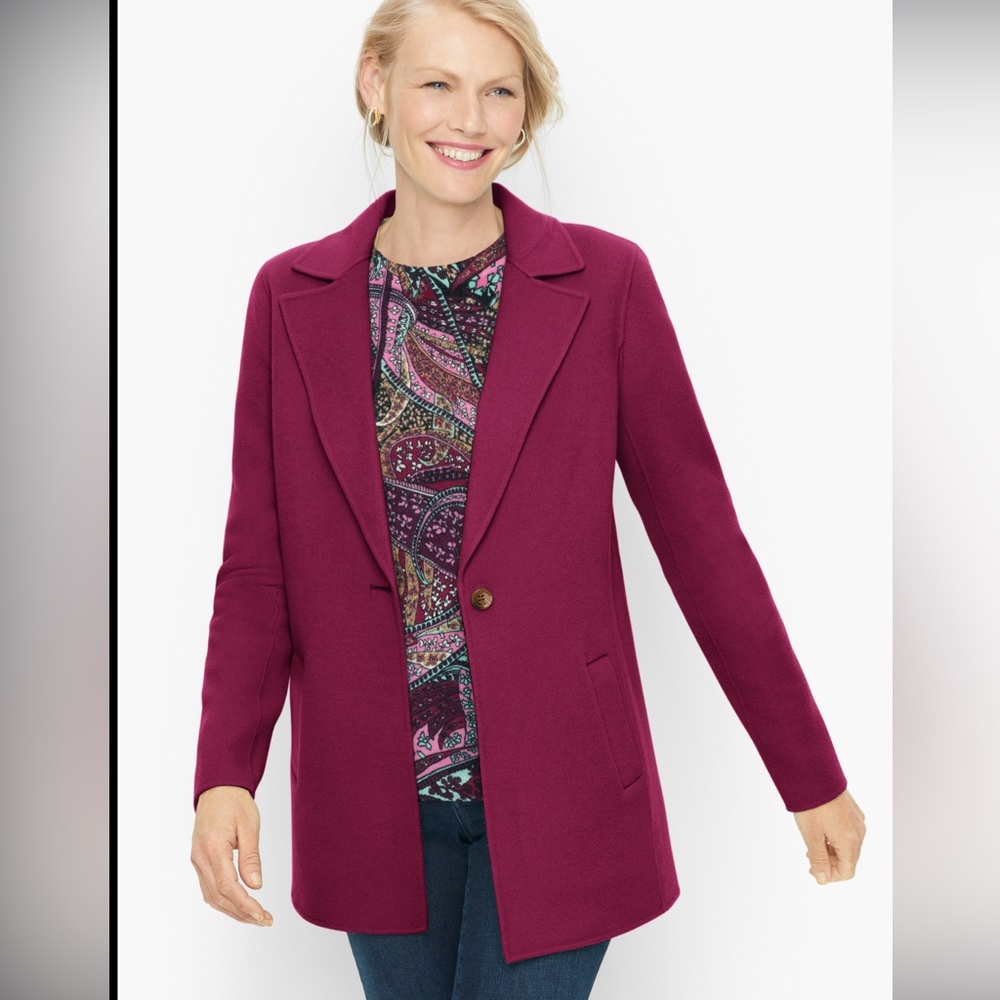 Talbots Burgundy Wool Jacket - Size 16